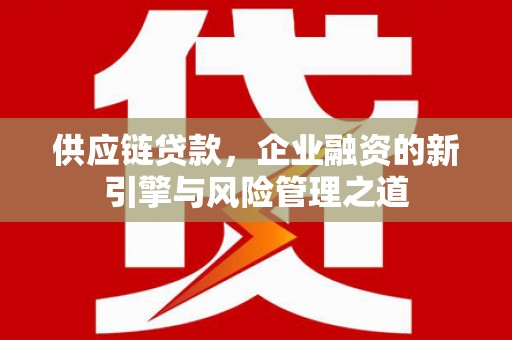 双柏供应链贷款，企业融资的新引擎与风险管理之道