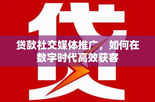 双柏贷款社交媒体推广，如何在数字时代高效获客