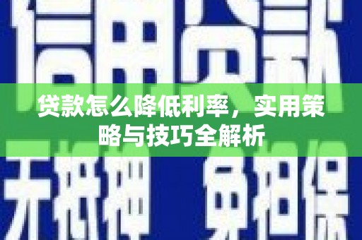 双柏贷款怎么降低利率，实用策略与技巧全解析
