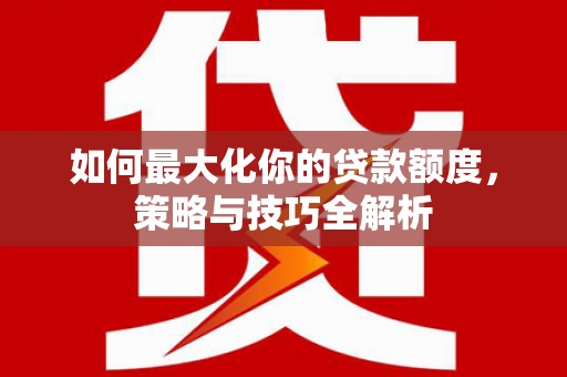 双柏如何最大化你的贷款额度，策略与技巧全解析