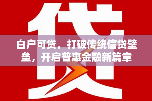 双柏白户可贷，打破传统信贷壁垒，开启普惠金融新篇章